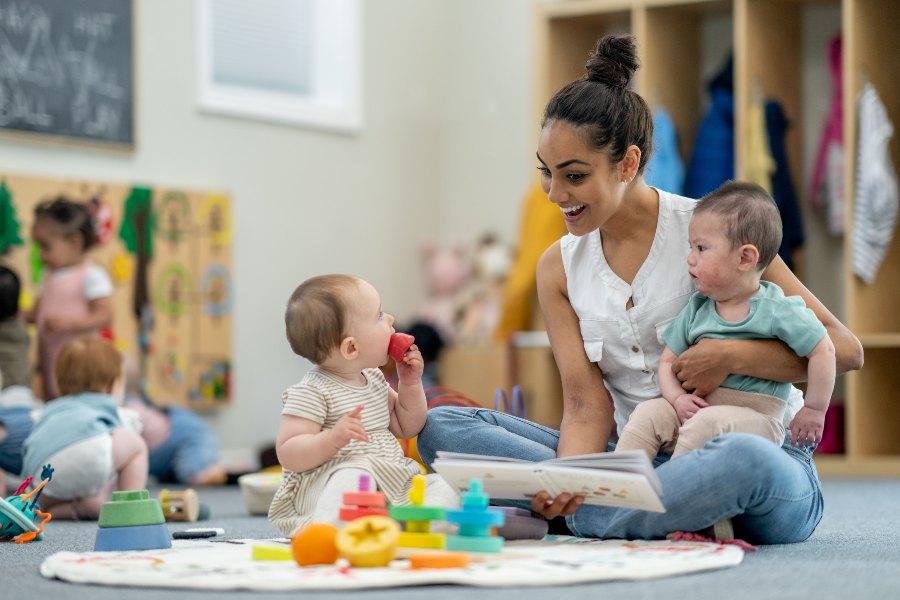 teacher with 2 toddlers