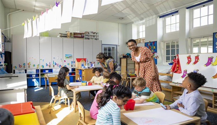 Group of toddlers in a classroom